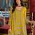 Yellow embroidered chinon kurta trouser dupatta set