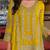 Yellow embroidered chinon kurta trouser dupatta set