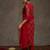 Red printed georgette kurta trouser dupatta set