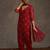 Red printed georgette kurta trouser dupatta set