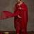 Red printed georgette kurta trouser dupatta set