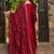 Maroon embroidered silk blend kurta trouser dupatta set