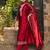 Maroon embroidered silk blend kurta trouser dupatta set