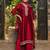 Maroon embroidered silk blend kurta trouser dupatta set
