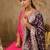 Pink embroidered silk blend kurta trouser dupatta set