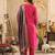 Pink embroidered silk blend kurta trouser dupatta set
