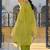 Green embroidered silk blend kurta trouser dupatta set