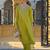 Green embroidered silk blend kurta trouser dupatta set