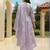 Lavender embroidered pure cotton kurta trouser dupatta set