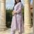 Lavender embroidered pure cotton kurta trouser dupatta set