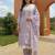 Lavender embroidered pure cotton kurta trouser dupatta set