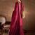 Maroon embroidered silk blend kurta trouser dupatta set