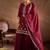 Maroon embroidered silk blend kurta trouser dupatta set