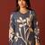 Blue printed silk blend kurta trouser dupatta set