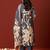 Blue printed silk blend kurta trouser dupatta set