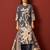 Blue printed silk blend kurta trouser dupatta set