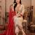 Cream embroidered silk blend kurta trouser dupatta set