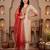 Cream embroidered silk blend kurta trouser dupatta set