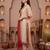 Cream embroidered silk blend kurta trouser dupatta set