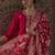 Pink embroidered silk blend kurta trouser dupatta set
