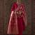 Pink embroidered silk blend kurta trouser dupatta set