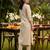 Off white embroidered liva kurta trouser dupatta set