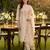 Off white embroidered liva kurta trouser dupatta set