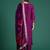 Purple embroidered silk blend kurta trouser dupatta set
