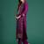 Purple embroidered silk blend kurta trouser dupatta set