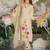Off white embroidered silk blend kurta trouser dupatta set