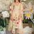 Off white embroidered silk blend kurta trouser dupatta set
