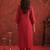 Pink embroidered silk blend kurta trouser dupatta set