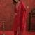 Pink embroidered silk blend kurta trouser dupatta set