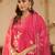 Pink embroidered silk blend kurta trouser dupatta set