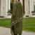 Green embroidered silk blend kurta trouser dupatta set