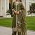 Green embroidered silk blend kurta trouser dupatta set