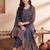 Blue printed pure cotton kurta trouser dupatta set