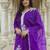 Purple embroidered liva kurta trouser dupatta set