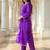 Purple embroidered liva kurta trouser dupatta set