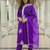 Purple embroidered liva kurta trouser dupatta set