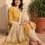 Mustard printed pure cotton kurta trouser dupatta set