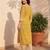 Mustard printed pure cotton kurta trouser dupatta set