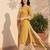 Mustard printed pure cotton kurta trouser dupatta set