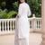 White embroidered pure cotton kurta trouser dupatta set