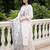 White embroidered pure cotton kurta trouser dupatta set