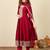 Maroon embroidered silk blend kurta trouser dupatta set