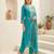 Blue embroidered viscose rayon kurta trouser dupatta set