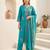 Blue embroidered viscose rayon kurta trouser dupatta set