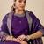 Purple embroidered silk blend kurta trouser dupatta set