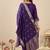 Purple embroidered silk blend kurta trouser dupatta set